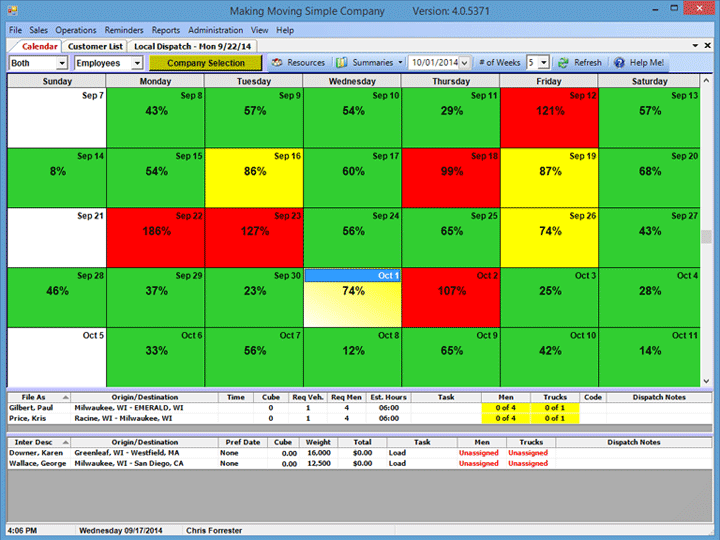 Capacity Calendar